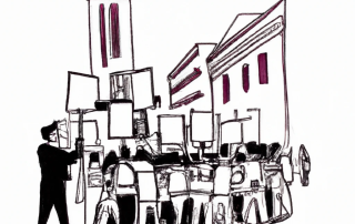 DALL·E 2023-03-17 16.27.06 - draw a sketch about mass demonstration