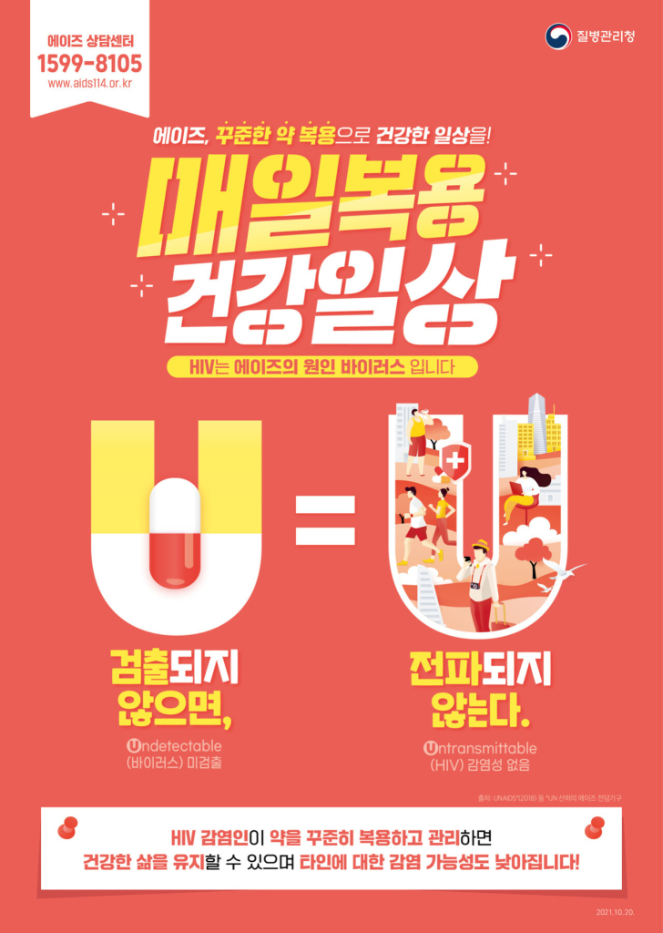 (사진 4) 2021년 질병관리청의 U=U캠페인 포스터
